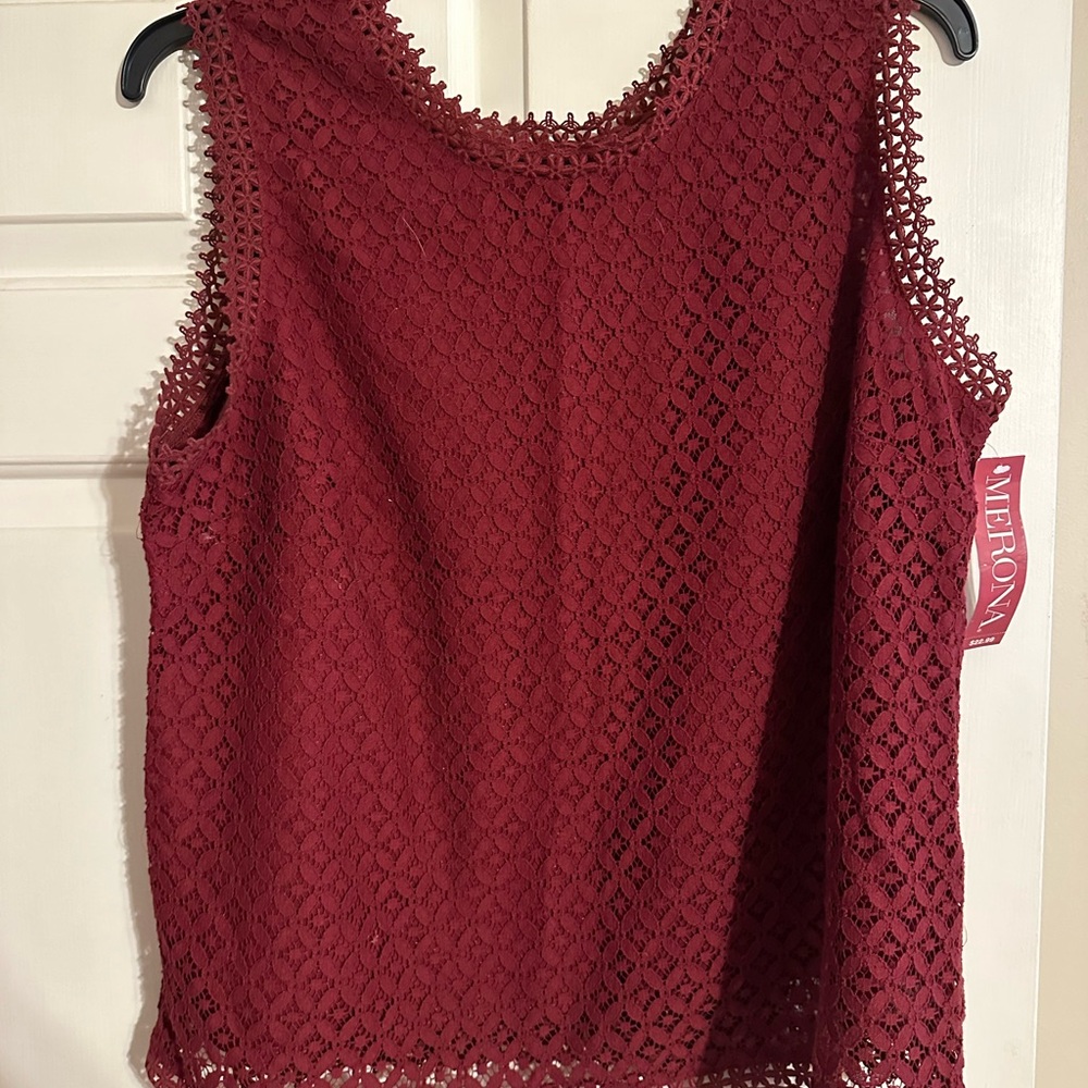 Burgundy lace tank